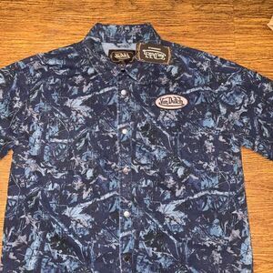 NWT Von Dutch Originals Blue Real Tree Camo Short Sleeve Button Up XL